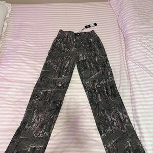 Fashion Nova Black and Gray Straight Leg Jeans